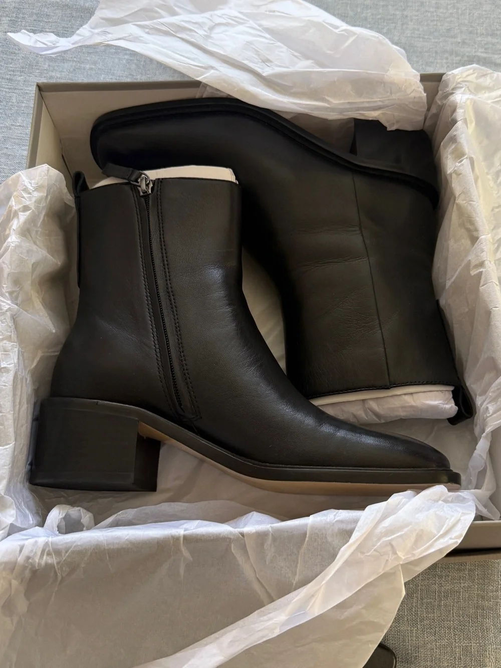 Everlane Black Leather Zip Ankle Boots